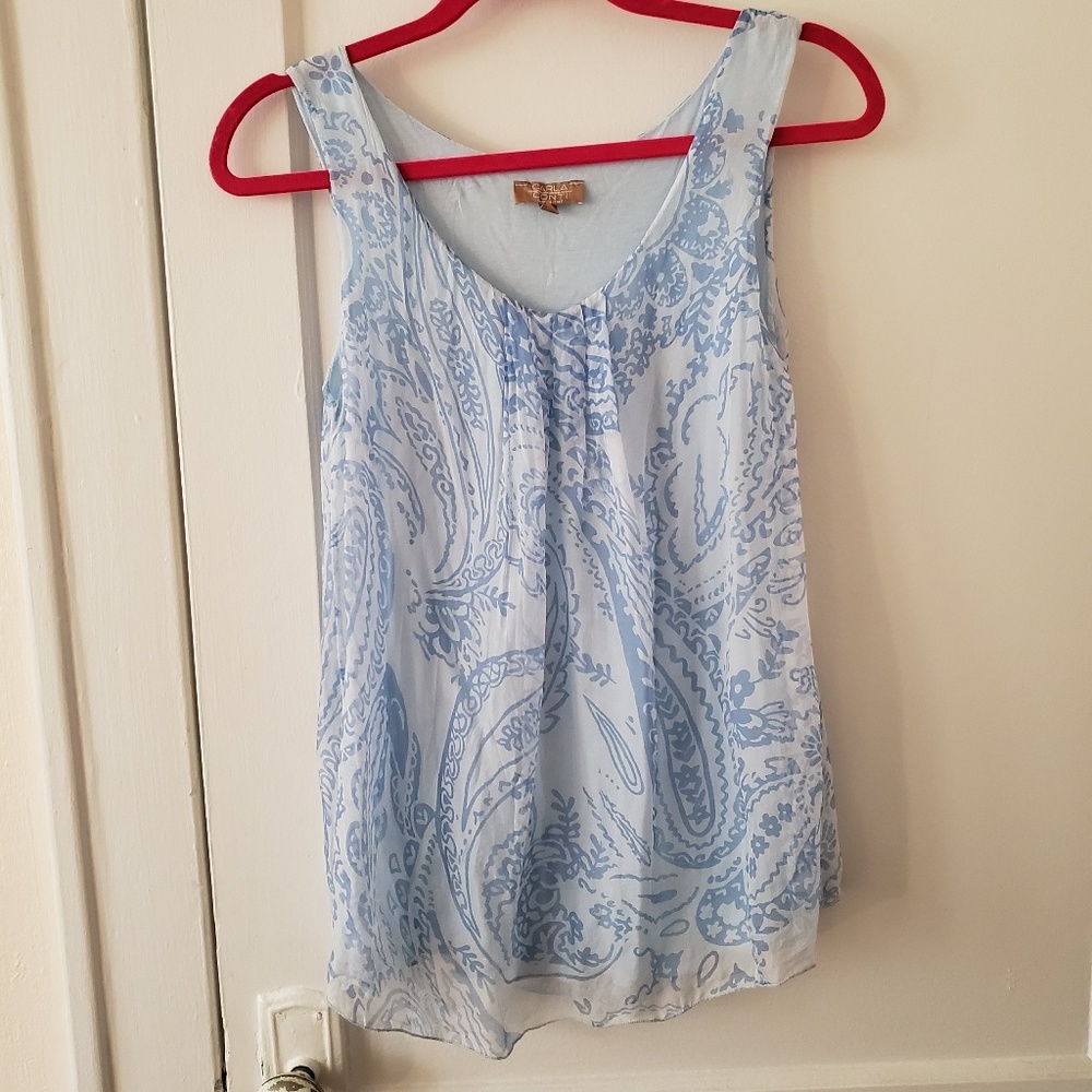 Carla Conti made in Italy silk blue paisley top S